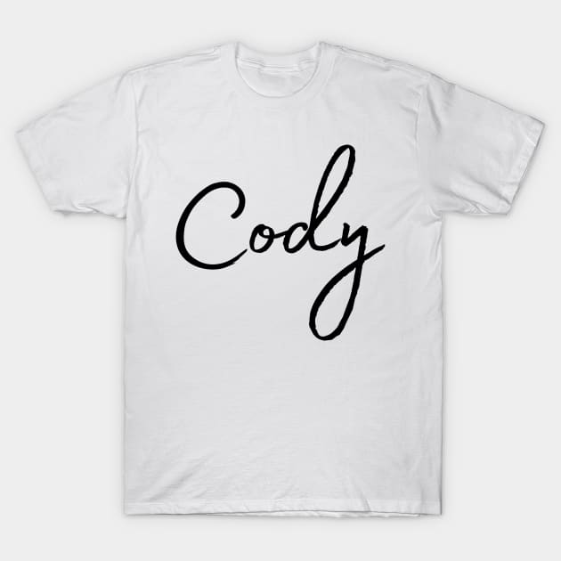 Cody Name Calligraphy T-Shirt by Word Minimalism